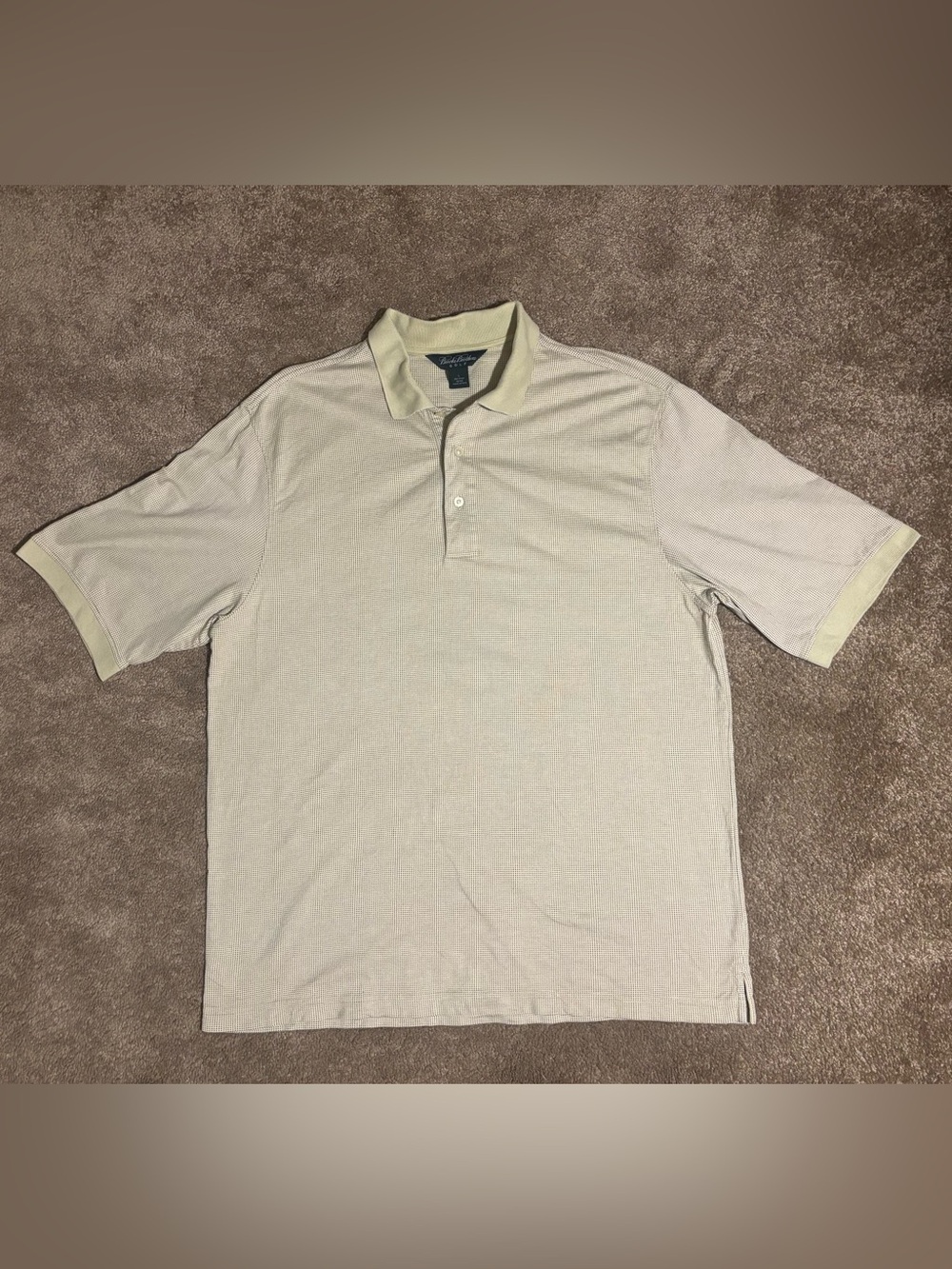 Brooks Brothers Golf Men's L Beige Solid Cotton Short Sleeve Collared Polo